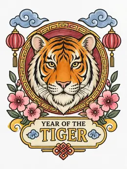 Year Of The Tiger Emblem – Chinese New Year Tiger Coloring Page