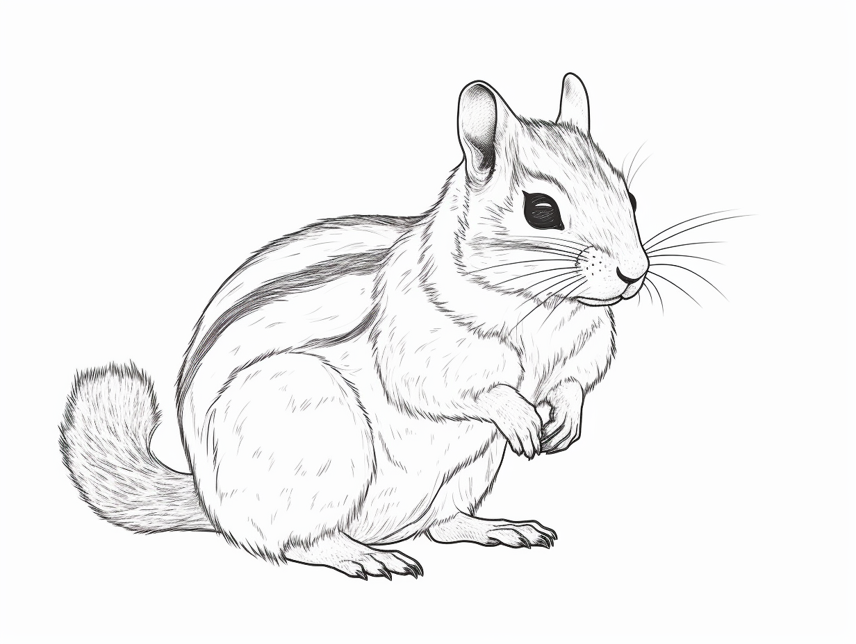 Chipmunk Drawing For Kids - Coloring Page