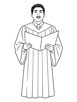 Free printable Choir Singer Holding Sheet Music coloring page