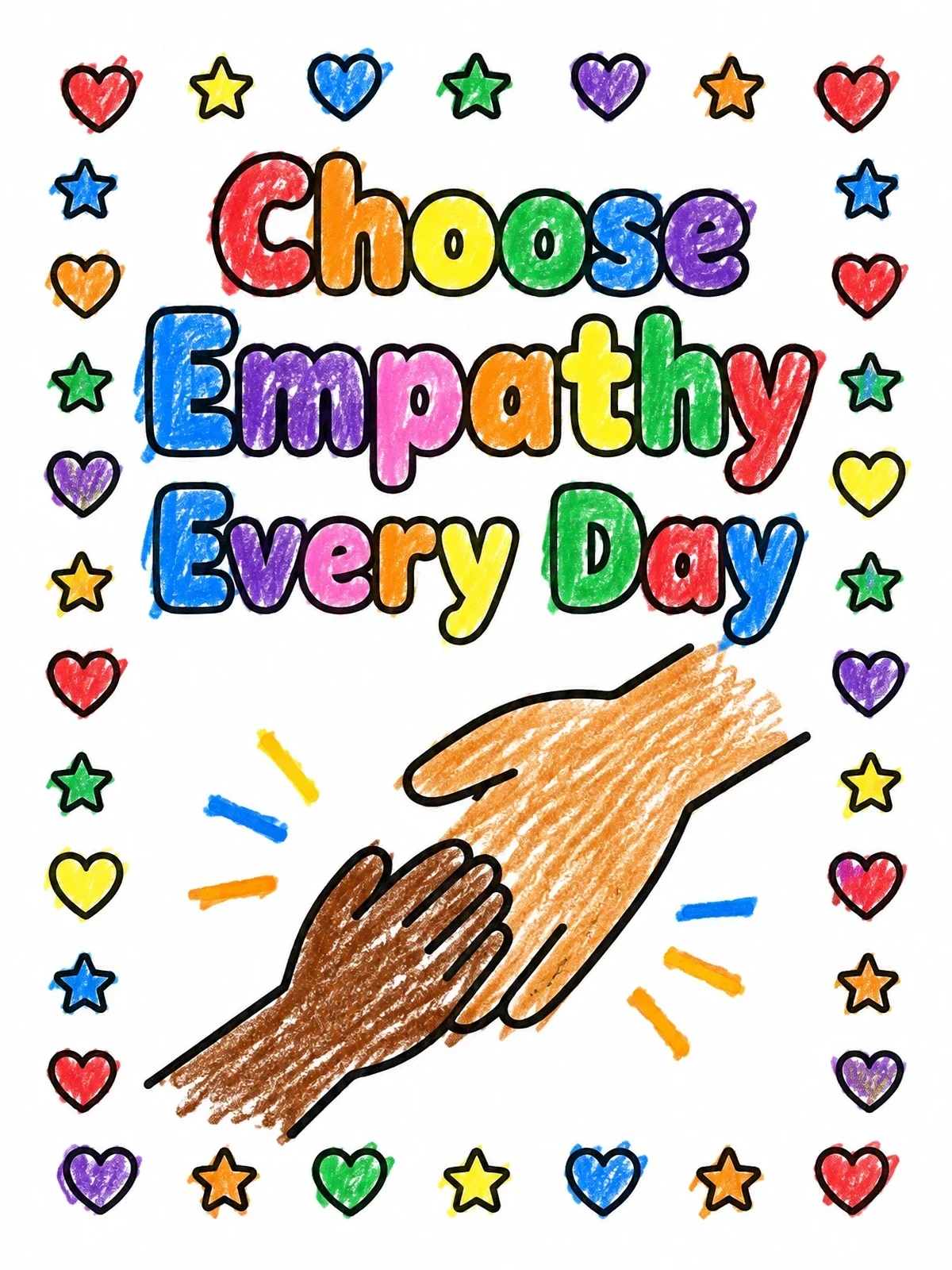 Colored example of the Choose Empathy Every Day Sign coloring page