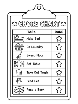 Free printable Daily Routine Chore Chart Clipboard coloring page