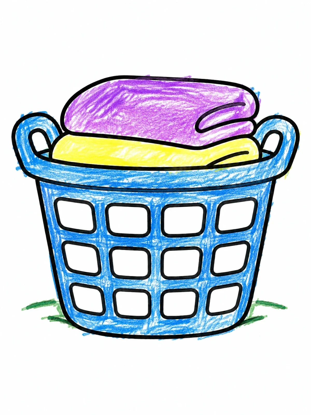 Colored example of the Full Laundry Basket With Folded Clothes coloring page