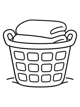 Free printable Full Laundry Basket With Folded Clothes coloring page