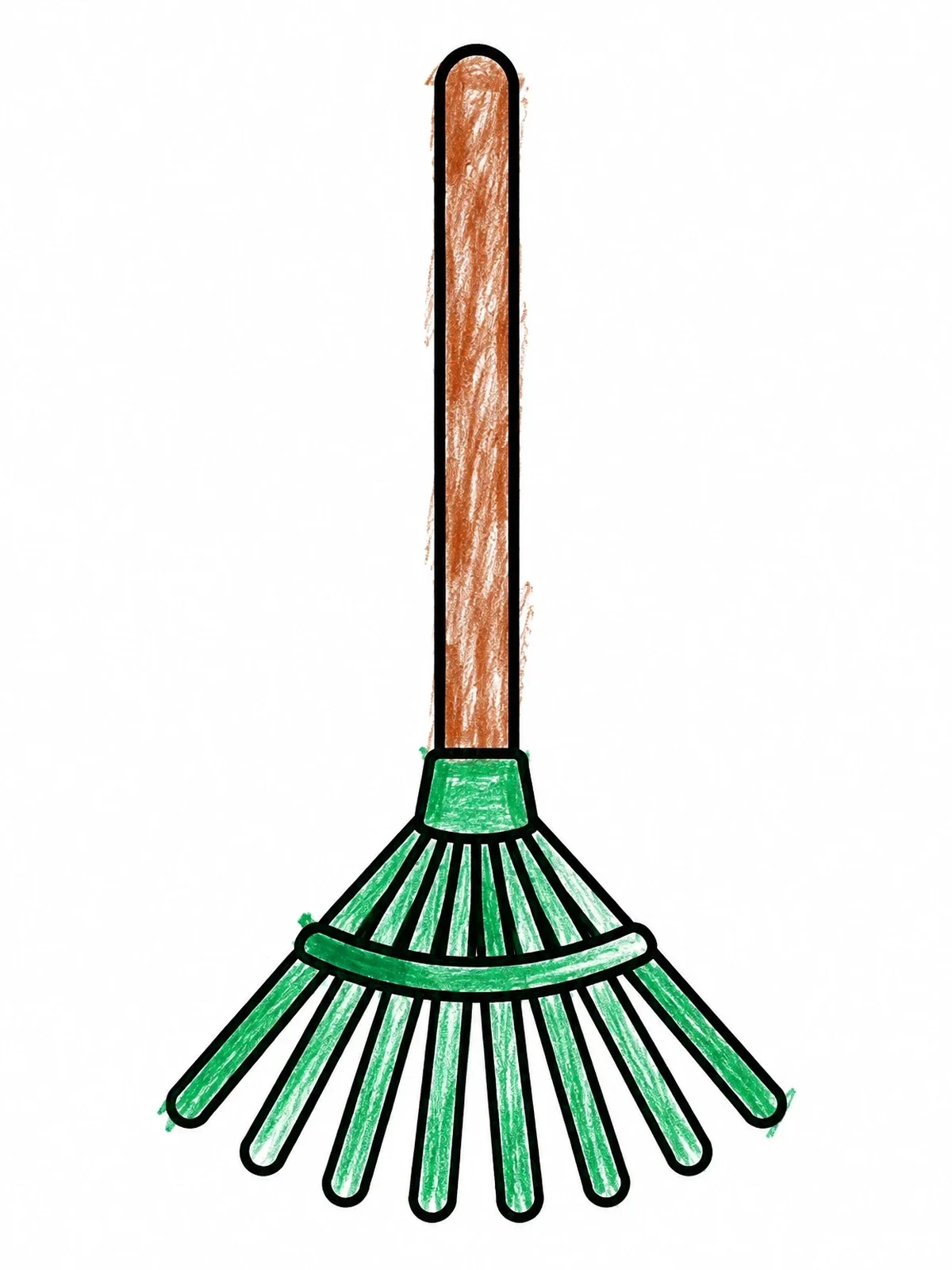 Colored example of the Garden Leaf Rake Outline coloring page