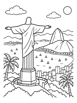 Free printable Christ The Redeemer Overlooking Rio coloring page