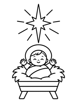 Free printable Baby Jesus Under The Star coloring page