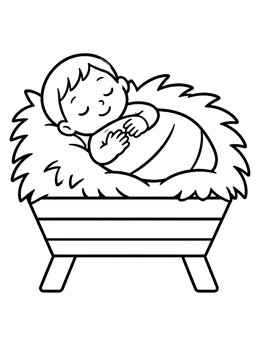 Free printable Baby Jesus Sleeping In Manger coloring page