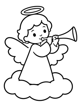 Free printable Cute Angel Playing A Trumpet coloring page