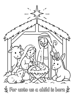 Free printable Holy Nativity Scene In The Stable coloring page
