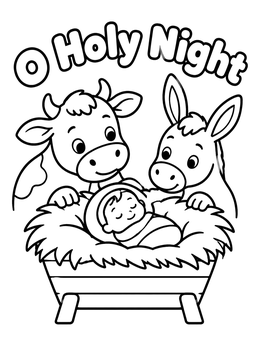 Free printable O Holy Night Manger Scene coloring page