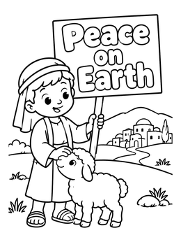 Free printable Little Shepherd With Peace Sign coloring page