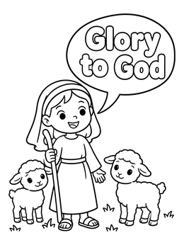 Free printable Young Shepherd Girl With Lambs coloring page