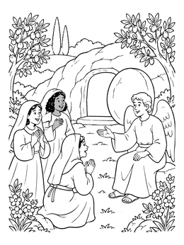 Free printable Angel At The Empty Tomb coloring page