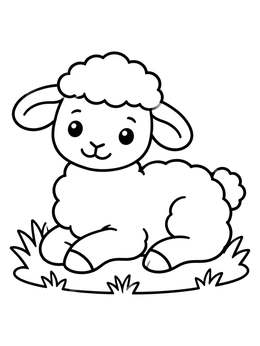 Free printable Cute Easter Lamb Resting On Grass coloring page