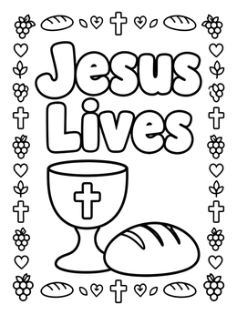 Free printable Communion Chalice And Bread With Text coloring page