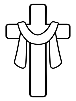 Free printable Simple Easter Cross With Cloth coloring page