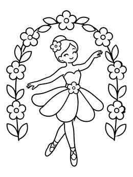 Free printable Flower Waltz Ballet Dancer coloring page