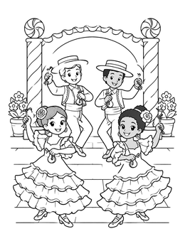Free printable Spanish Nutcracker Chocolate Dancers coloring page
