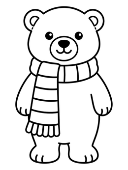 Free printable Cute Polar Bear With Scarf coloring page
