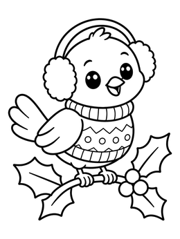 Free printable Cute Winter Bird In Sweater coloring page