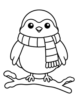 Free printable Cute Winter Bird With Scarf coloring page