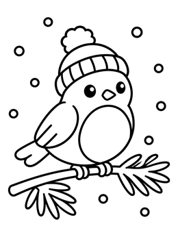 Free printable Cute Winter Robin In Beanie coloring page