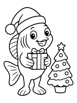 Free printable Festive Bluegill Celebrating Christmas coloring page