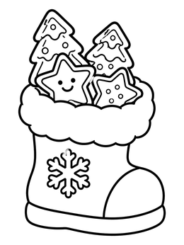 Free printable Holiday Boot Filled With Cookies coloring page