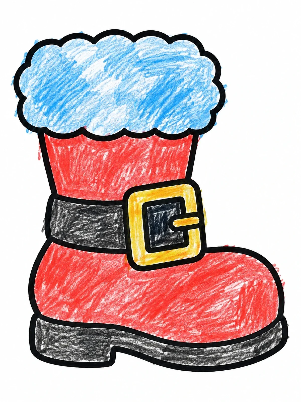 Colored example of the Santa Claus Boot With Big Buckle coloring page