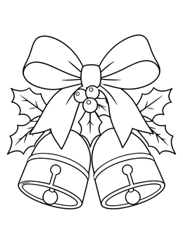 Free printable Festive Christmas Bow With Bells coloring page