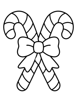 Free printable Candy Canes With Holiday Bow coloring page