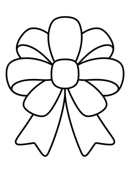 Free printable Fluffy Holiday Ribbon Gift Bow coloring page