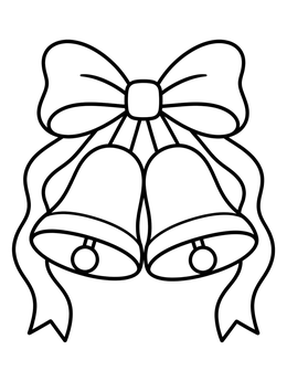 Free printable Holiday Bells With Large Bow coloring page