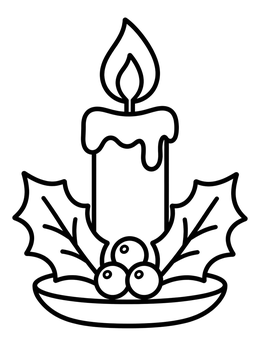 Free printable Cozy Christmas Candle With Holly coloring page