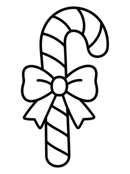 Free printable Candy Cane With Bow coloring page
