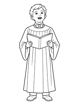 Free printable Choir Boy Singing Hymns coloring page