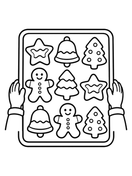 Free printable Baking Tray With Holiday Cookies coloring page