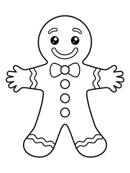 A cheerful gingerbread man in this cute christmas cookie coloring page.