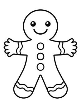 Free printable Smiling Gingerbread Man Cookie coloring page
