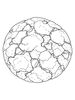 A detailed christmas cookie coloring page featuring a cracked chocolate crinkle cookie.