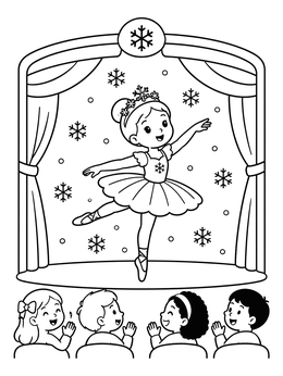 Free printable Ballerina Dancing On Winter Stage coloring page