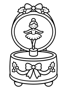 Free printable Holiday Ballerina Music Box coloring page