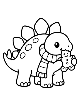 Free printable Cute Stegosaurus Eating Gingerbread Man coloring page