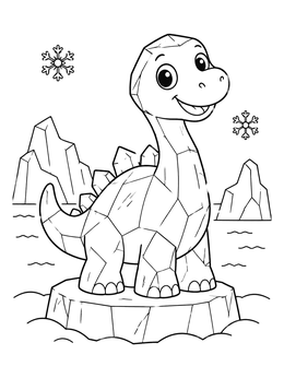 Free printable Cute Dinosaur Ice Sculpture coloring page