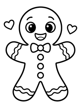 Free printable Cheerful Gingerbread Man Doodle coloring page