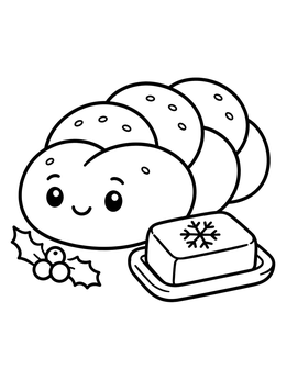 Free printable Cute Braided Holiday Bread And Butter coloring page