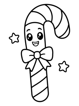 Free printable Cute Candy Cane With Bow coloring page