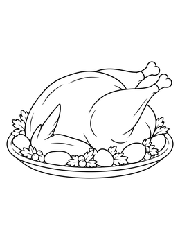 Free printable Holiday Roast Turkey Platter coloring page