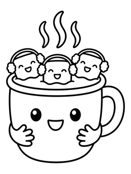 Free printable Hot Cocoa Mug With Marshmallows coloring page