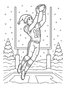Free printable Elf Catching A Football Pass coloring page